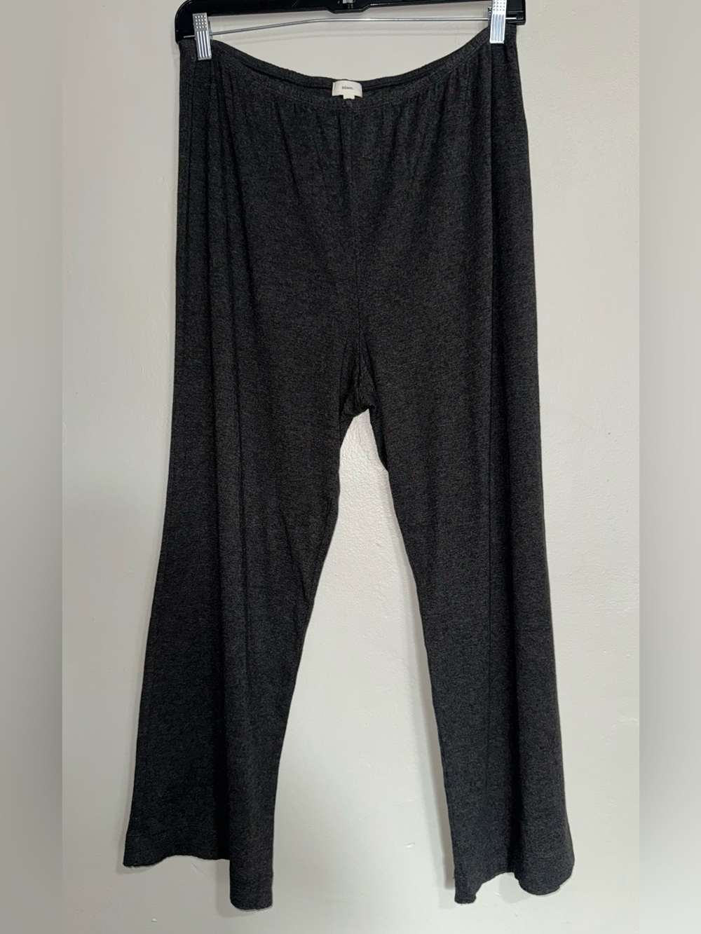 DONNI. Pull On Dark Charcoal Wide-Leg Knit Pants